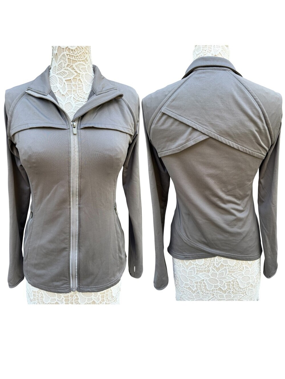 Fabletics Gray Athleisure Jacket Casual Activewear Zip Up